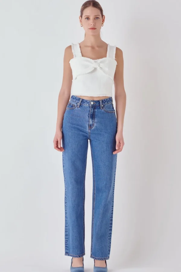 ENDLESS ROSE Tops*- Tweed Bow Tie Top
