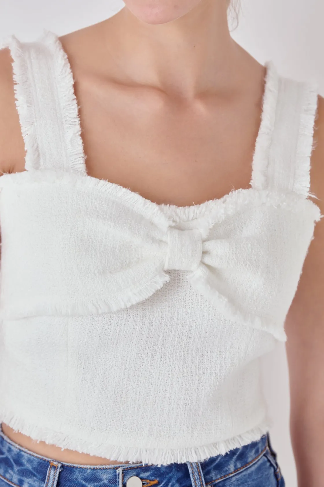 endless_rose__tweed_bow_t_5.webp ENDLESS ROSE Tops*- Tweed Bow Tie Top