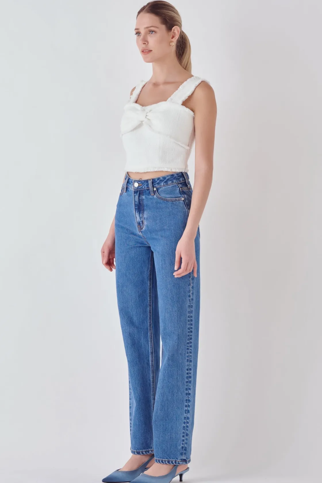 endless_rose__tweed_bow_t_6.webp ENDLESS ROSE Tops*- Tweed Bow Tie Top