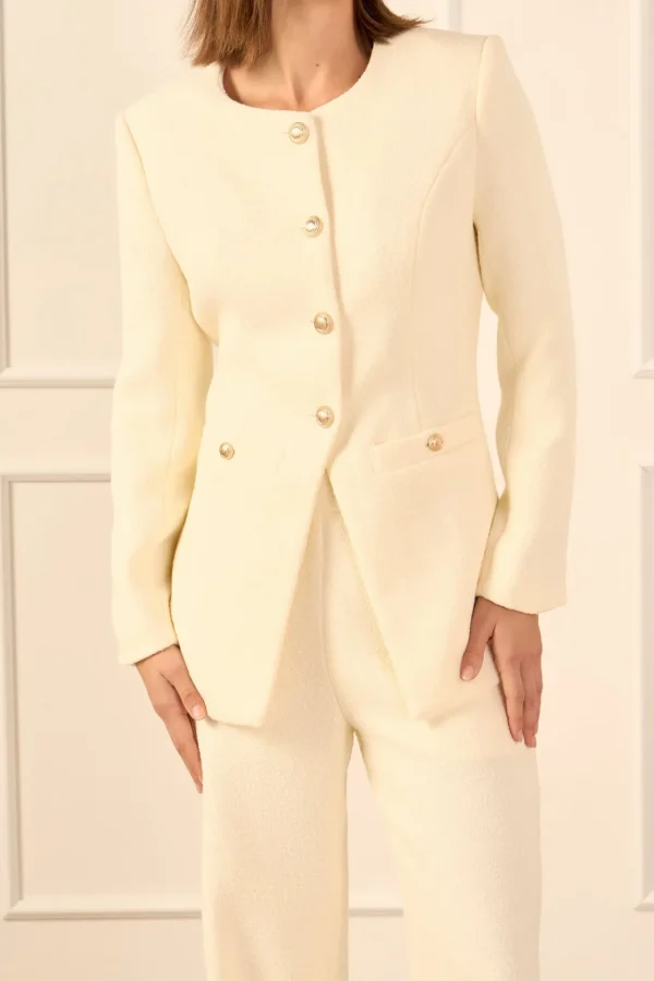 ENDLESS ROSE Matching Sets | Jackets & Coats*- Tweed Buttoned Vest CREAM