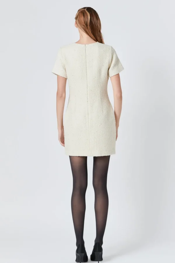 ENDLESS ROSE Tweed Dresses | Tops*- Tweed Buttoned Mini Dress IVORY