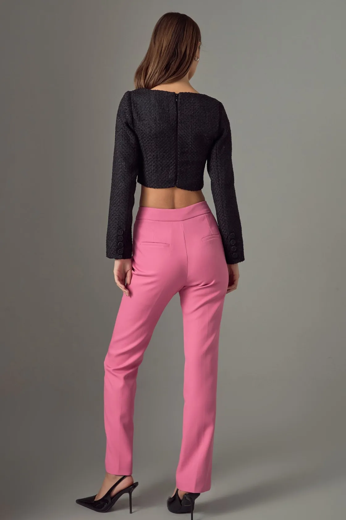 endless_rose__tweed_butto_3-2.webp ENDLESS ROSE Matching Sets | Tops*- Tweed Buttoned Top BLACK