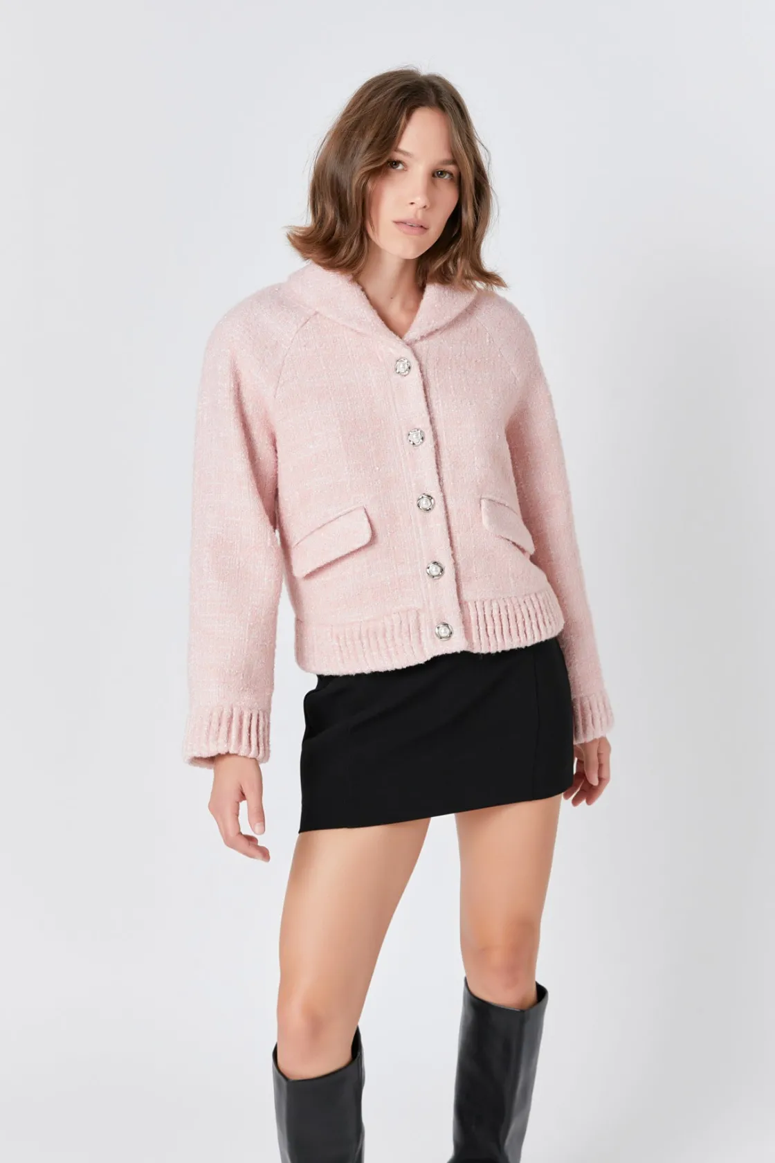 endless_rose__tweed_colla_3.webp ENDLESS ROSE Jackets & Coats | Tops*- Tweed Collared Jacket BLUSHPINK