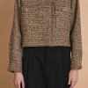 ENDLESS ROSE Jackets & Coats | Tops*- Tweed Cropped Jacket BROWN/BLACK
