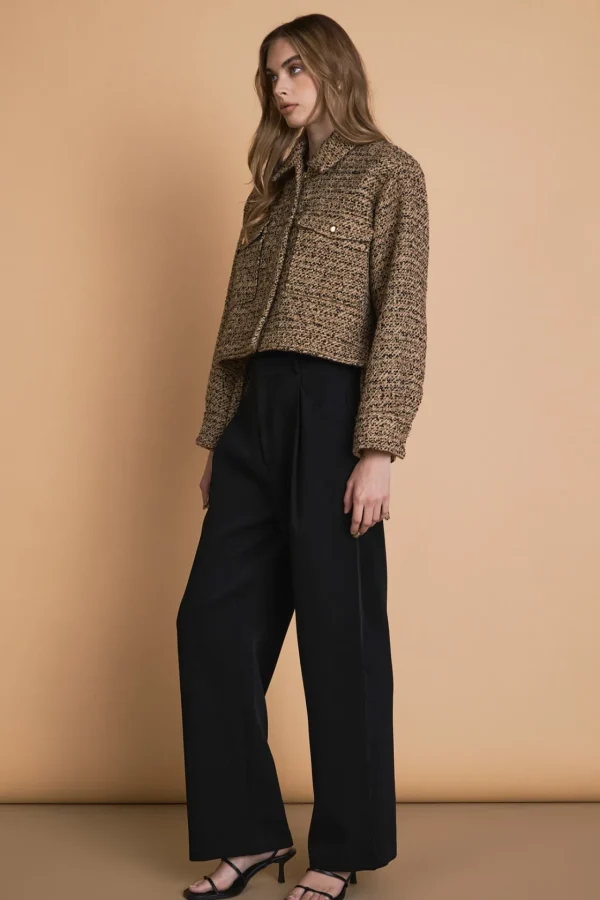 ENDLESS ROSE Jackets & Coats | Tops*- Tweed Cropped Jacket BROWN/BLACK