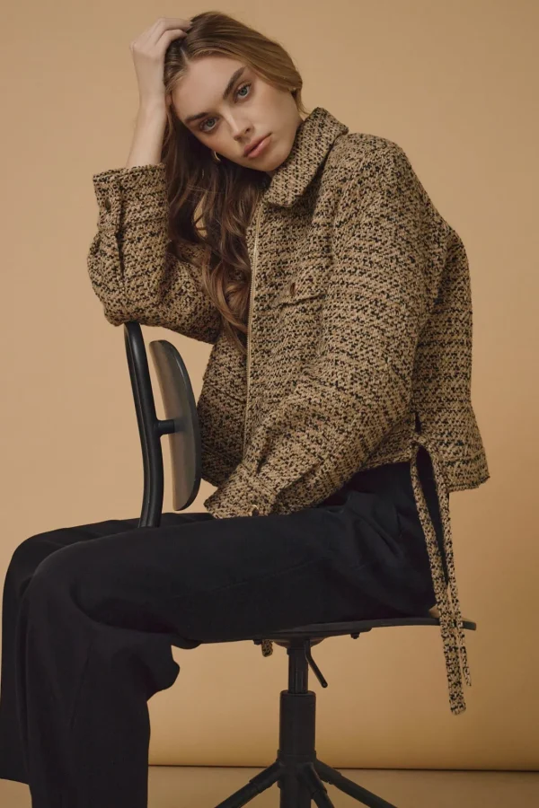 ENDLESS ROSE Jackets & Coats | Tops*- Tweed Cropped Jacket BROWN/BLACK