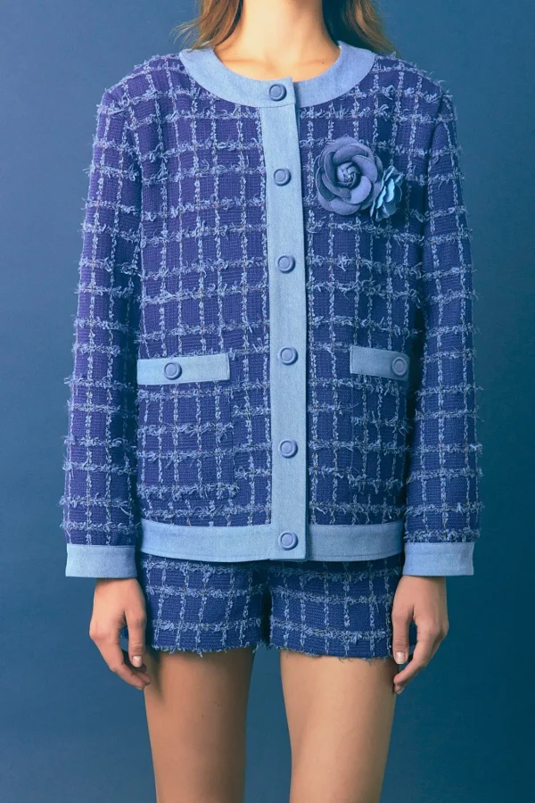 ENDLESS ROSE Denim | Matching Sets*- Tweed Jacket DENIM