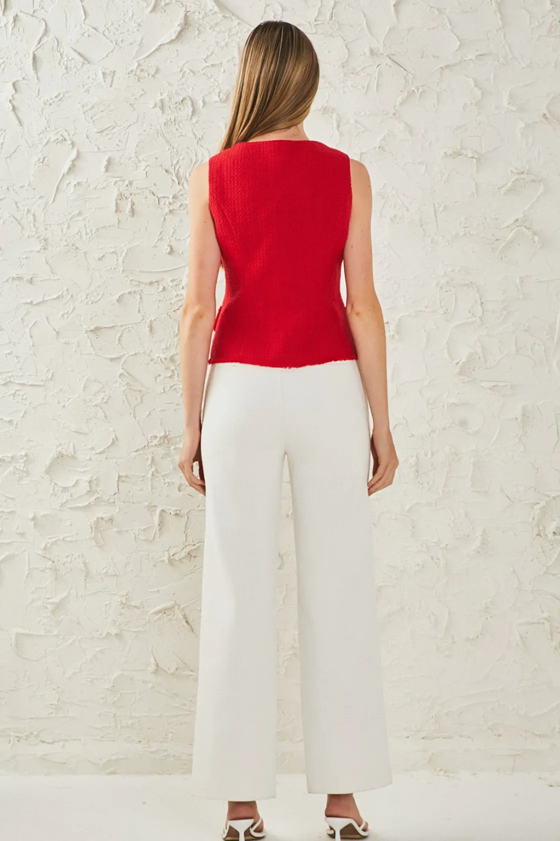 endless_rose__tweed_fring_2.webp ENDLESS ROSE Tops*- Tweed Fringed Double Button Top