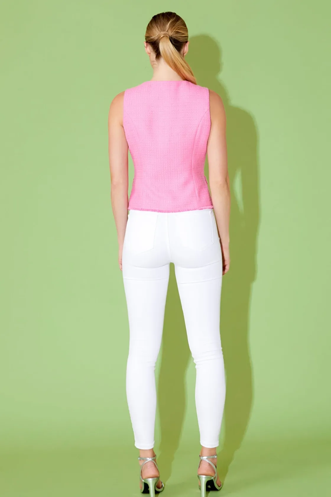 endless_rose__tweed_fring_7.webp ENDLESS ROSE Tops*- Tweed Fringed Double Button Top