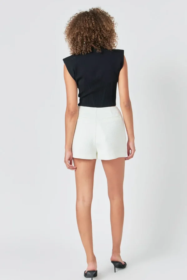 ENDLESS ROSE Matching Sets*- Tweed High Waist Shorts WHITE