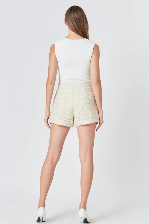 ENDLESS ROSE Matching Sets | Shorts & Skorts*- Tweed High-Waisted Shorts IVORY