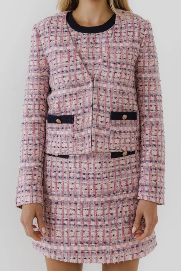 ENDLESS ROSE Jackets & Coats*- Tweed Jacket PURPLEMULTI