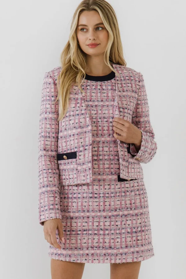 ENDLESS ROSE Jackets & Coats*- Tweed Jacket PURPLEMULTI