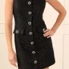 ENDLESS ROSE Tweed Dresses | Tops*- Tweed Jewel Buttoned Mini Dress BLACK