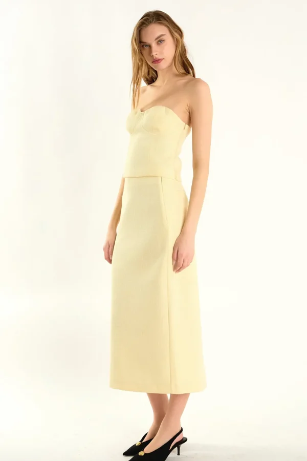 ENDLESS ROSE Matching Sets | Skirts*- Tweed Midi Skirt BUTTER