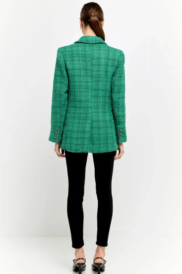 ENDLESS ROSE Jackets & Coats | Blazers*- Tweed 3pc Button Long Blazer GREEN