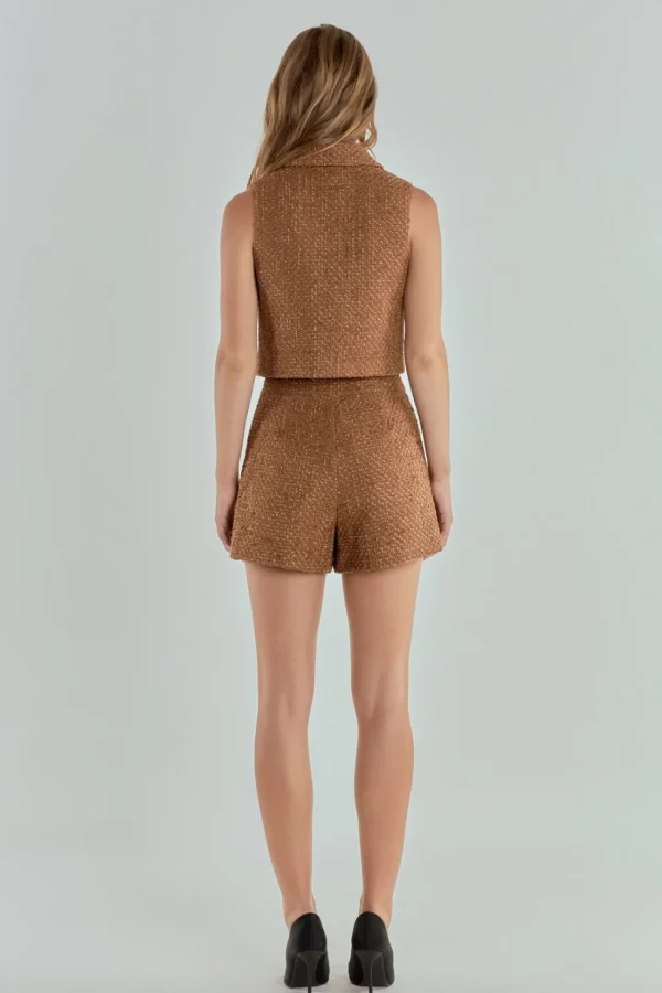 ENDLESS ROSE Matching Sets | Shorts & Skorts*- Tweed Pleated Shorts CAMEL