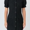 ENDLESS ROSE Little Black Dress | Tweed Dresses*- Tweed Puff Sleeve Mini Dress BLACK