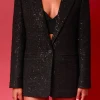 ENDLESS ROSE Matching Sets | Blazers*- Tweed Sequins Blazer BLACK