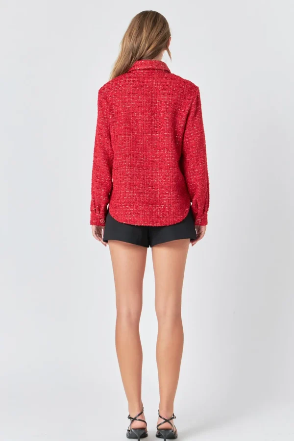ENDLESS ROSE Matching Sets | Tops*- Tweed Shirt RED