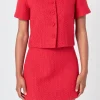 ENDLESS ROSE Matching Sets | Tops*- Tweed Short Sleeve Top RED