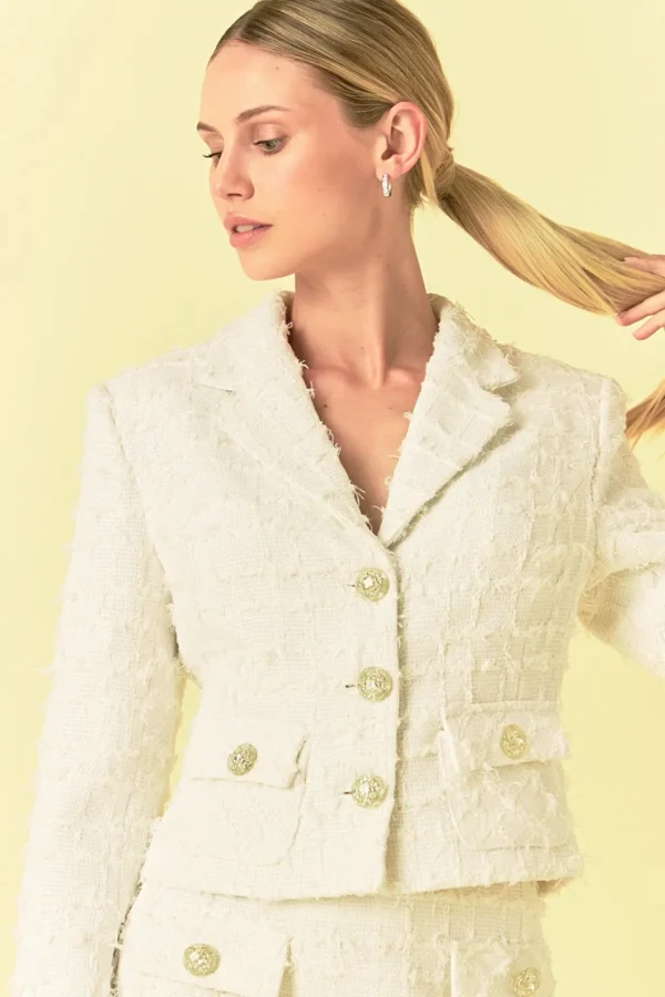 ENDLESS ROSE Matching Sets | Jackets & Coats*- Tweed Short Jacket WHITE