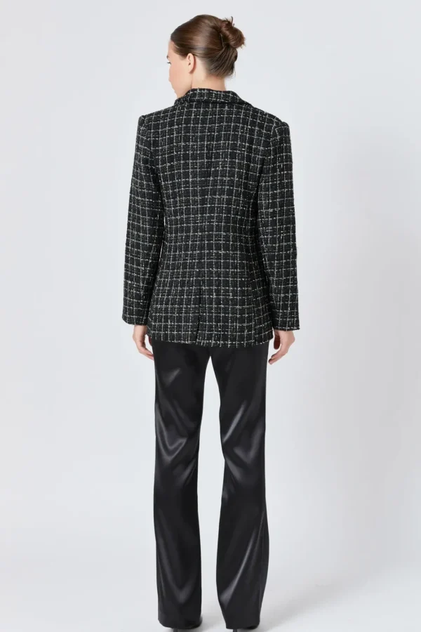 ENDLESS ROSE Blazers | Tops*- Tweed Single Breasted Blazer BLACK
