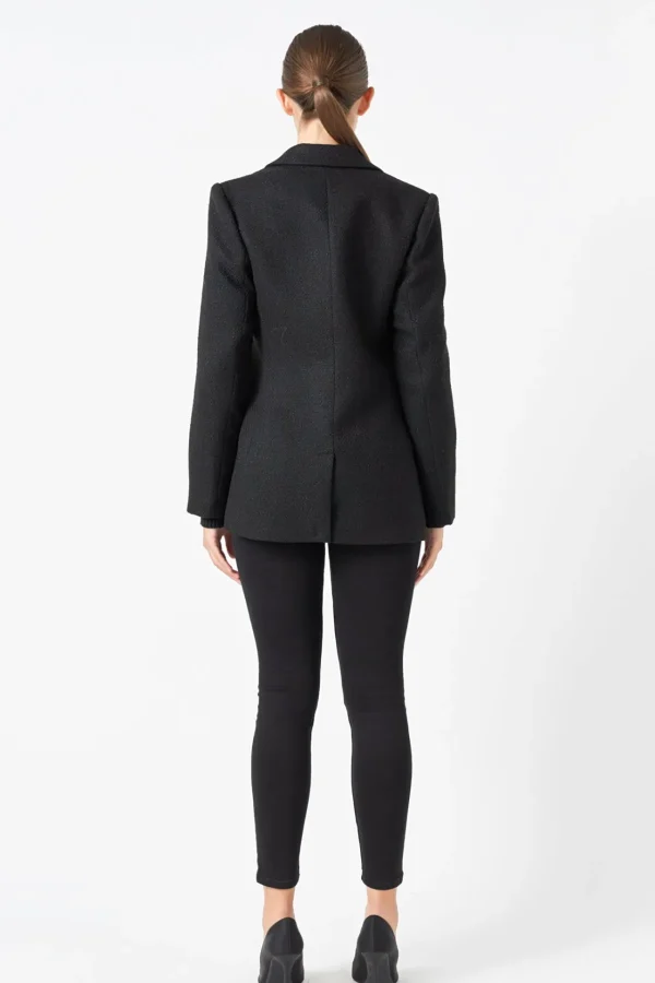ENDLESS ROSE Matching Sets | Blazers*- Tweed Single Breast Blazer BLACK