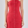 ENDLESS ROSE Strapless | Tweed Dresses*- Tweed Strapless Mini Dress RED