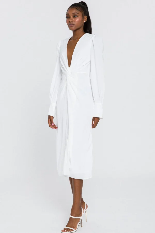 ENDLESS ROSE Tops*- Twist Front Midi Dress IVORY