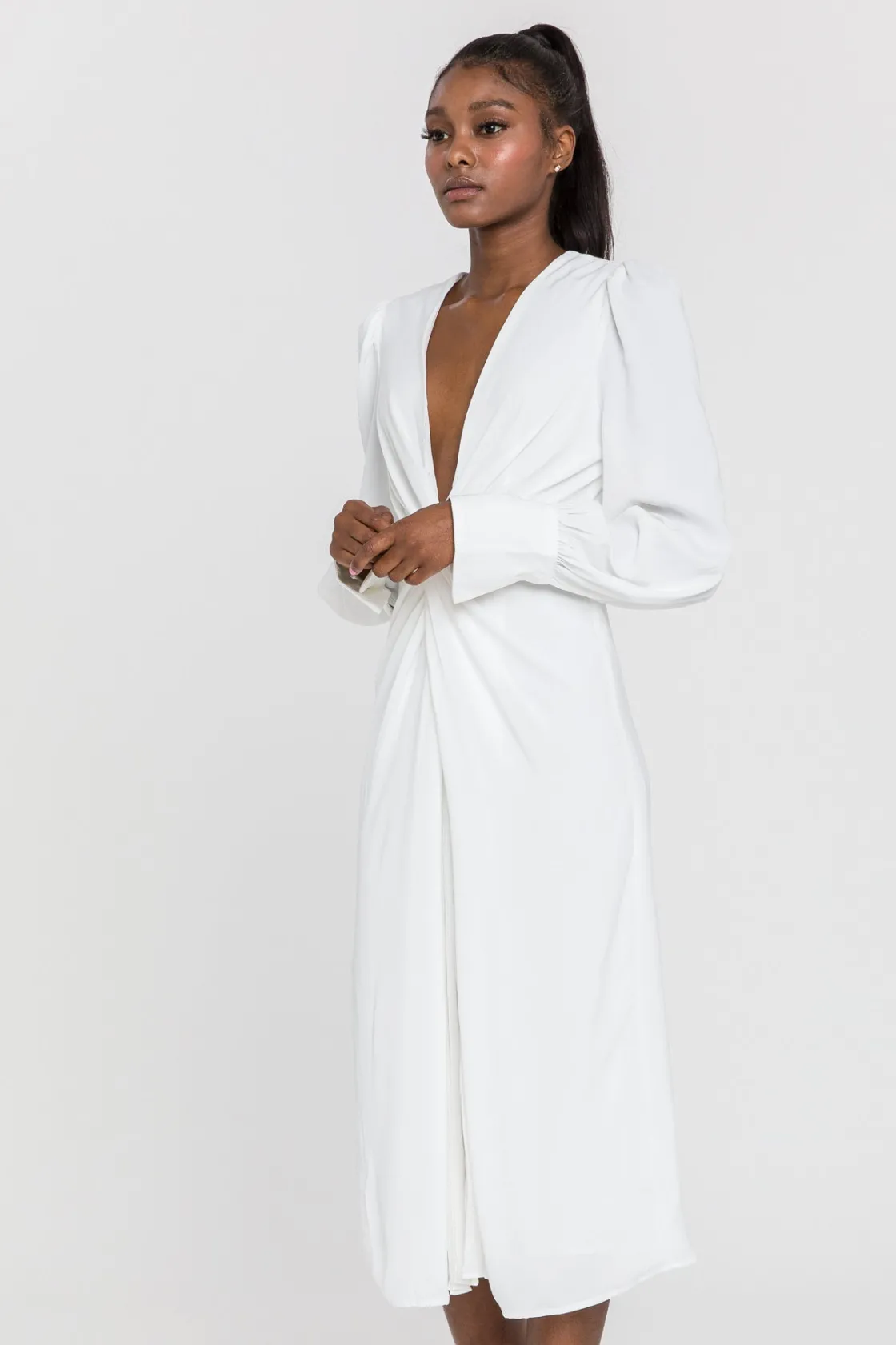 endless_rose__twist_front_3.webp ENDLESS ROSE Tops*- Twist Front Midi Dress IVORY