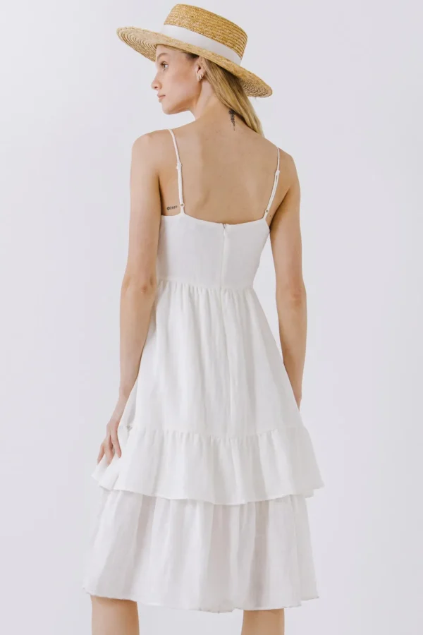 ENDLESS ROSE Tops*- Two Tiered Midi Dress OFFWHITE