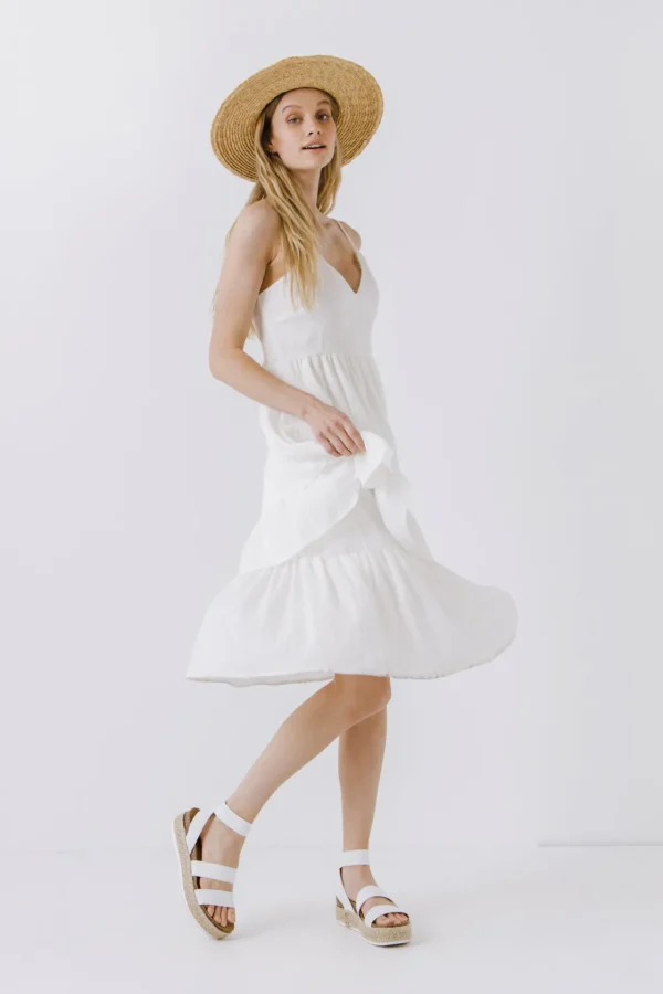 ENDLESS ROSE Tops*- Two Tiered Midi Dress OFFWHITE