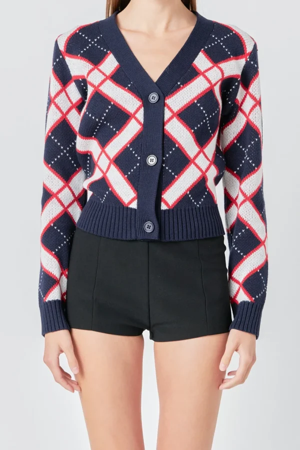 ENDLESS ROSE Cardigans | Tops*- V neck Cardigan NAVYMULTI
