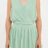 ENDLESS ROSE Tops*- V Neck Pleated Sleeveless Romper SAGE