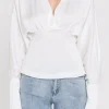 ENDLESS ROSE Tops*- V Neck Woven Blouse WHITE
