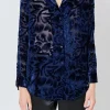 ENDLESS ROSE Tops*- Velvet Burnout Collared Top NAVY