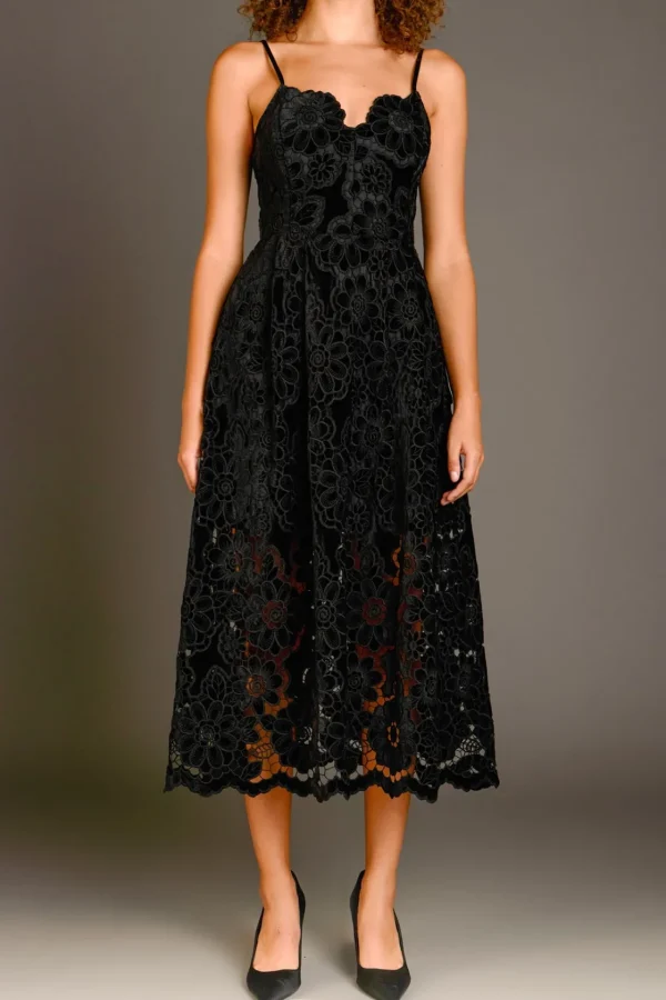 ENDLESS ROSE Lace Dresses | Tops*- Velvet Lace Midi Dress