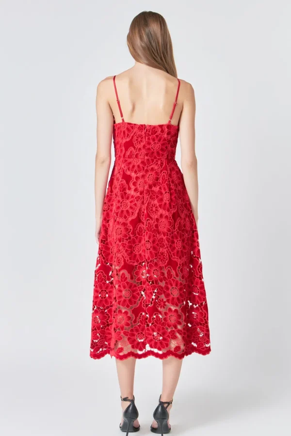 ENDLESS ROSE Lace Dresses | Tops*- Velvet Lace Midi Dress