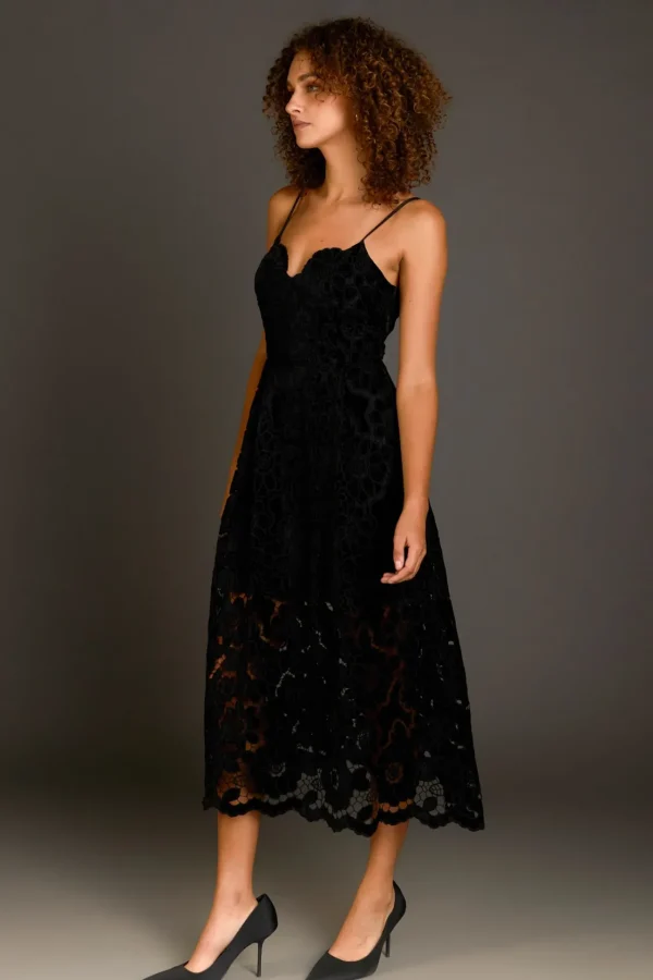 ENDLESS ROSE Lace Dresses | Tops*- Velvet Lace Midi Dress