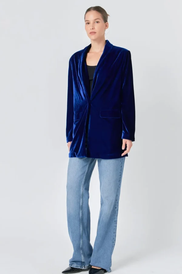 ENDLESS ROSE Blazers | Tops*- Velvet Loose Fit Blazer