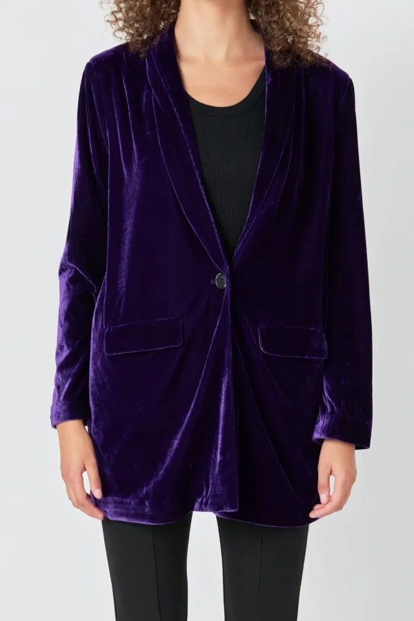 ENDLESS ROSE Blazers | Tops*- Velvet Loose Fit Blazer