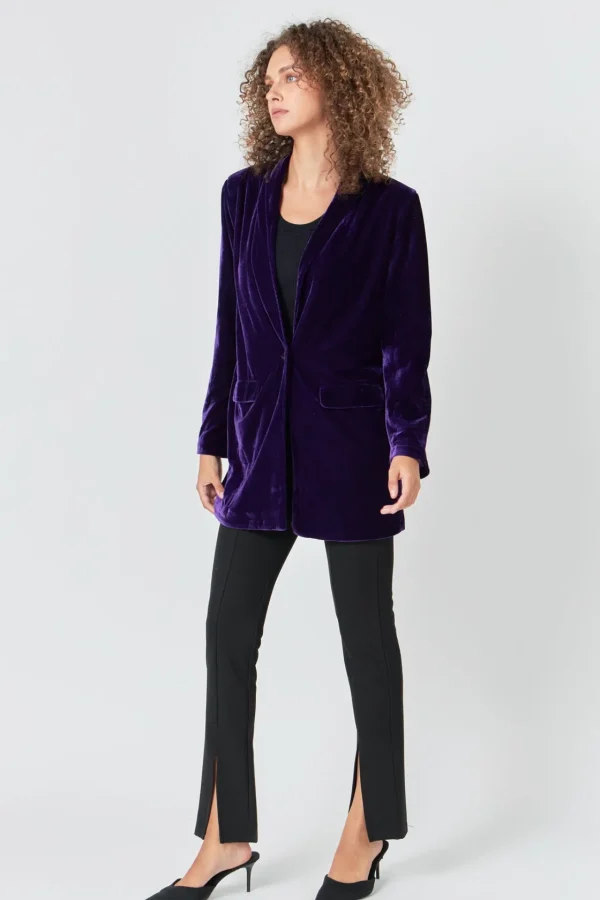 ENDLESS ROSE Blazers | Tops*- Velvet Loose Fit Blazer