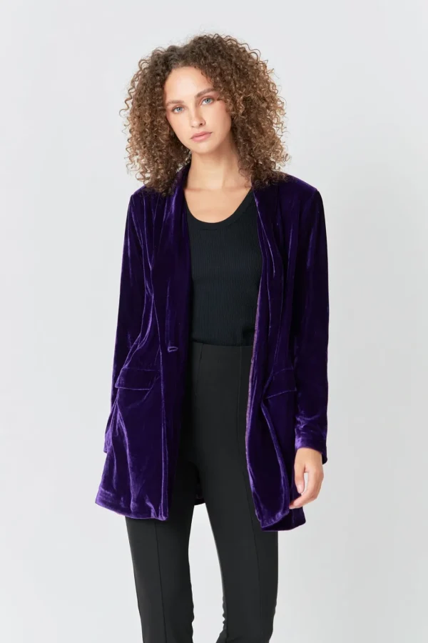 ENDLESS ROSE Blazers | Tops*- Velvet Loose Fit Blazer