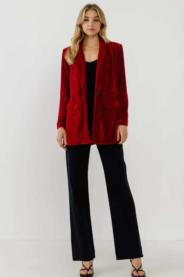 ENDLESS ROSE Blazers | Tops*- Velvet Loose Fit Blazer