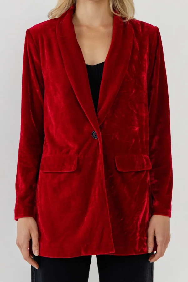 ENDLESS ROSE Blazers | Tops*- Velvet Loose Fit Blazer
