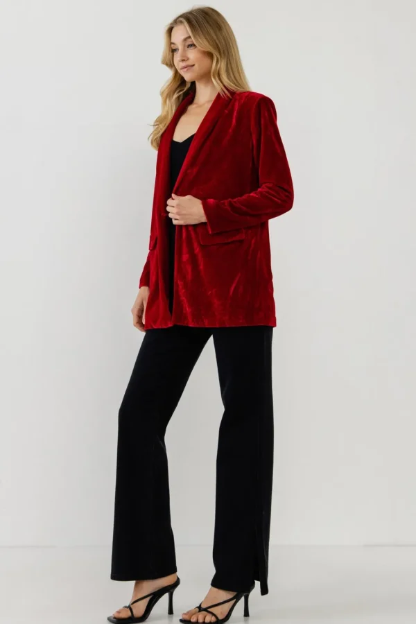 ENDLESS ROSE Blazers | Tops*- Velvet Loose Fit Blazer