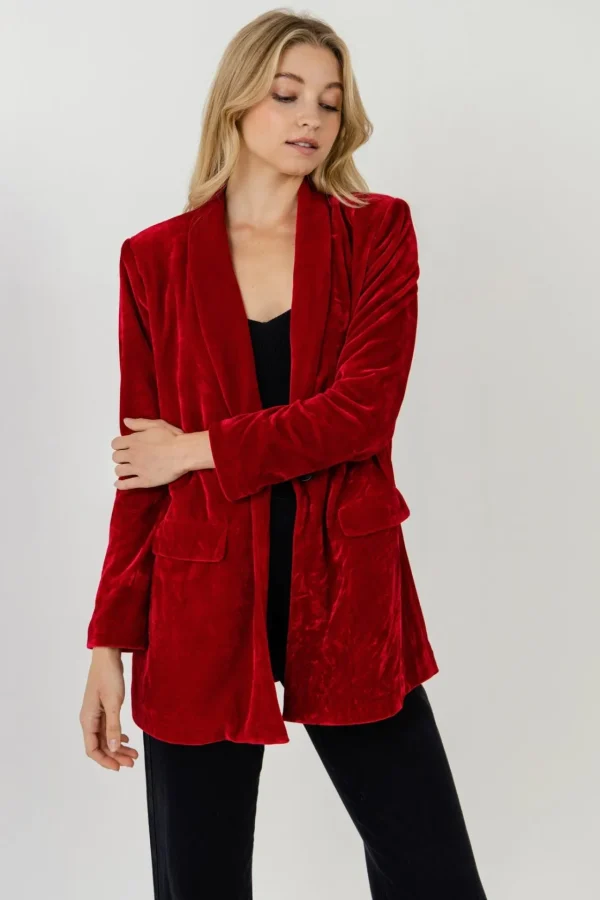 ENDLESS ROSE Blazers | Tops*- Velvet Loose Fit Blazer