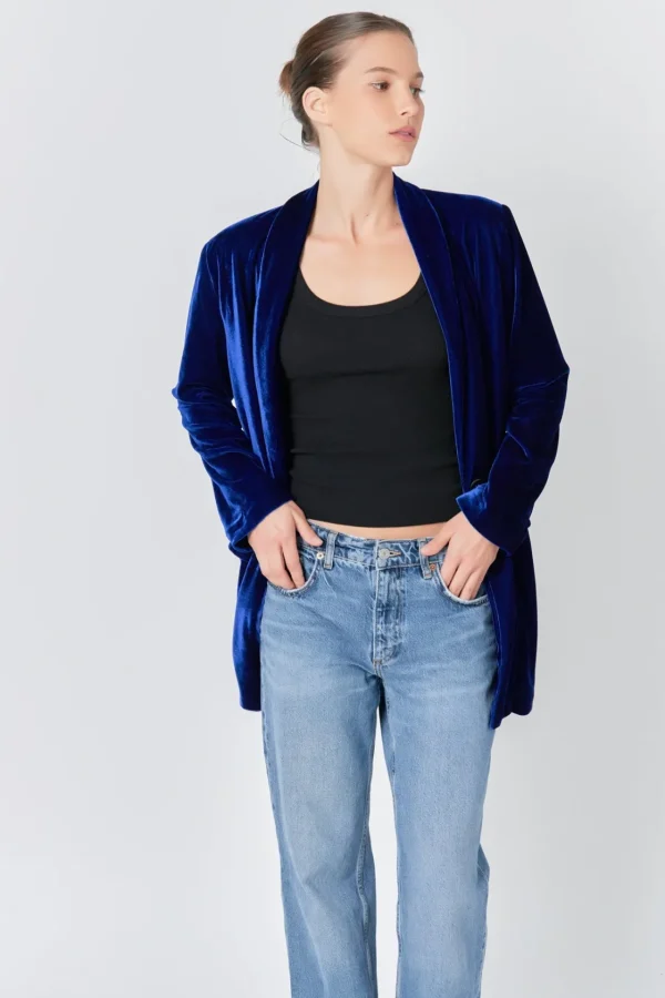 ENDLESS ROSE Blazers | Tops*- Velvet Loose Fit Blazer