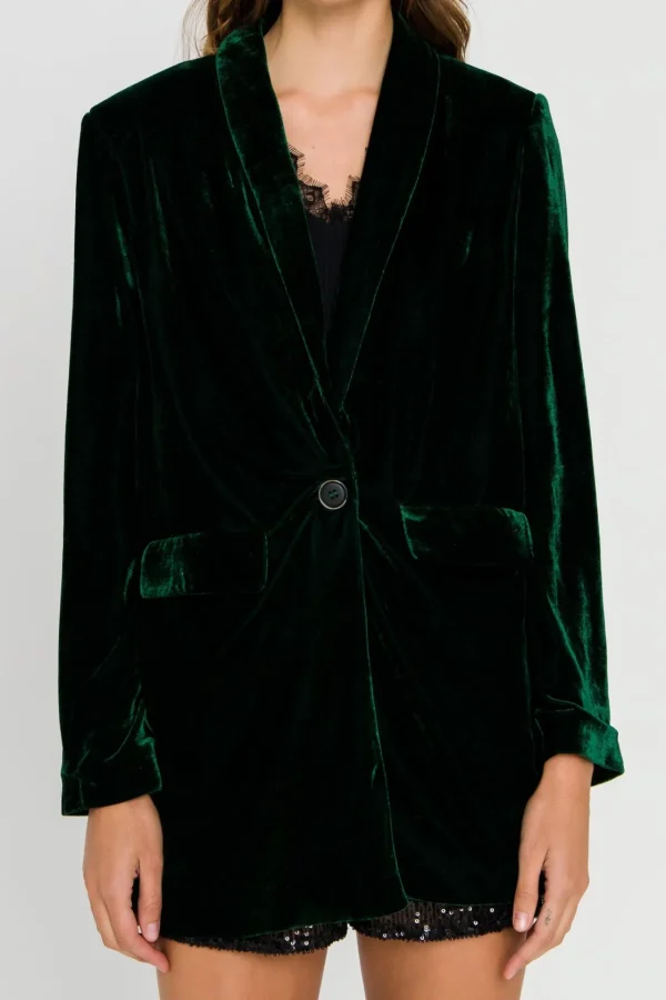 ENDLESS ROSE Blazers | Tops*- Velvet Loose Fit Blazer